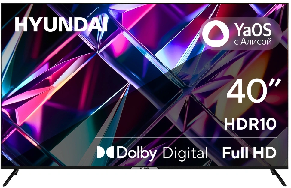 Телевизор LED Hyundai 40" H-LED40BS5003 Яндекс.ТВ Frameless черный FULL HD 60Hz DVB-T DVB-T2 DVB-C DVB-S DVB-S2 USB WiFi Smart TV