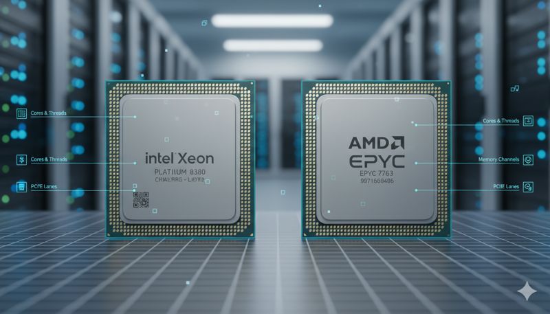 Сравнение характеристик серверных процессоров Intel Xeon и AMD EPYC