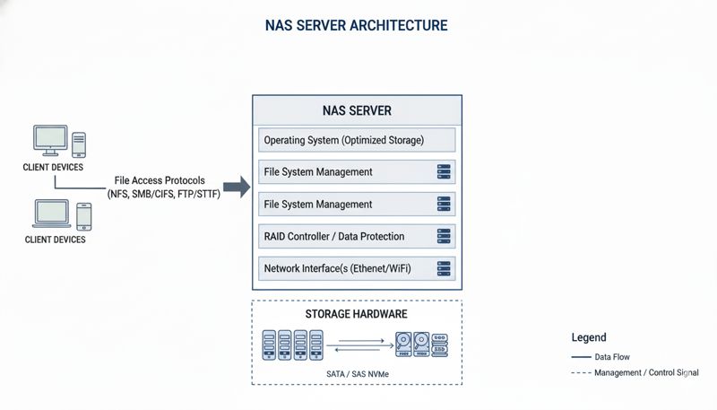 Схематичное изображение работы NAS-сервера